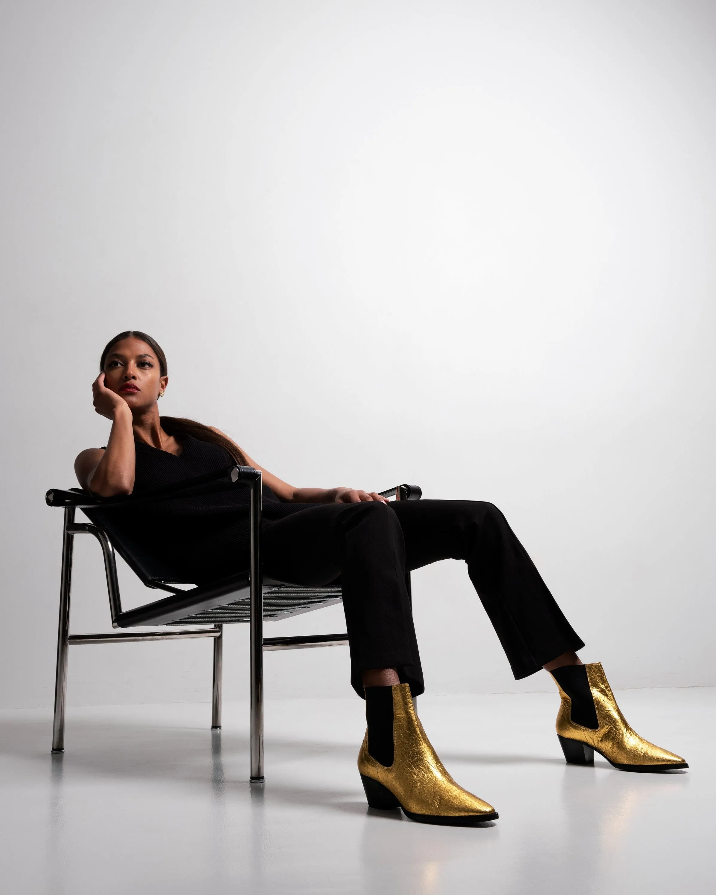 3pm Friday Rocks! Vegan Piñatex Ankle Boots | Metallic Gold