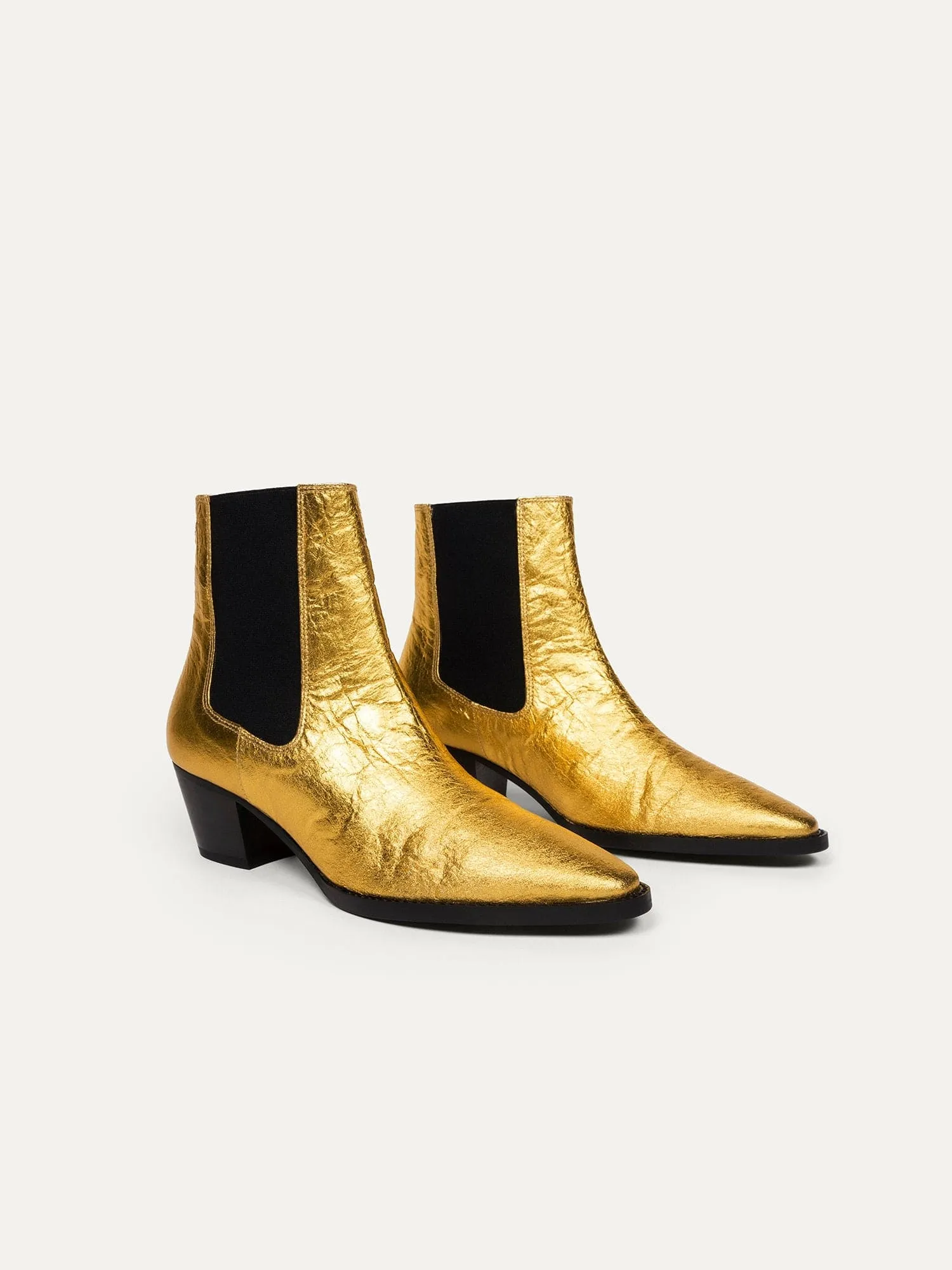 3pm Friday Rocks! Vegan Piñatex Ankle Boots | Metallic Gold