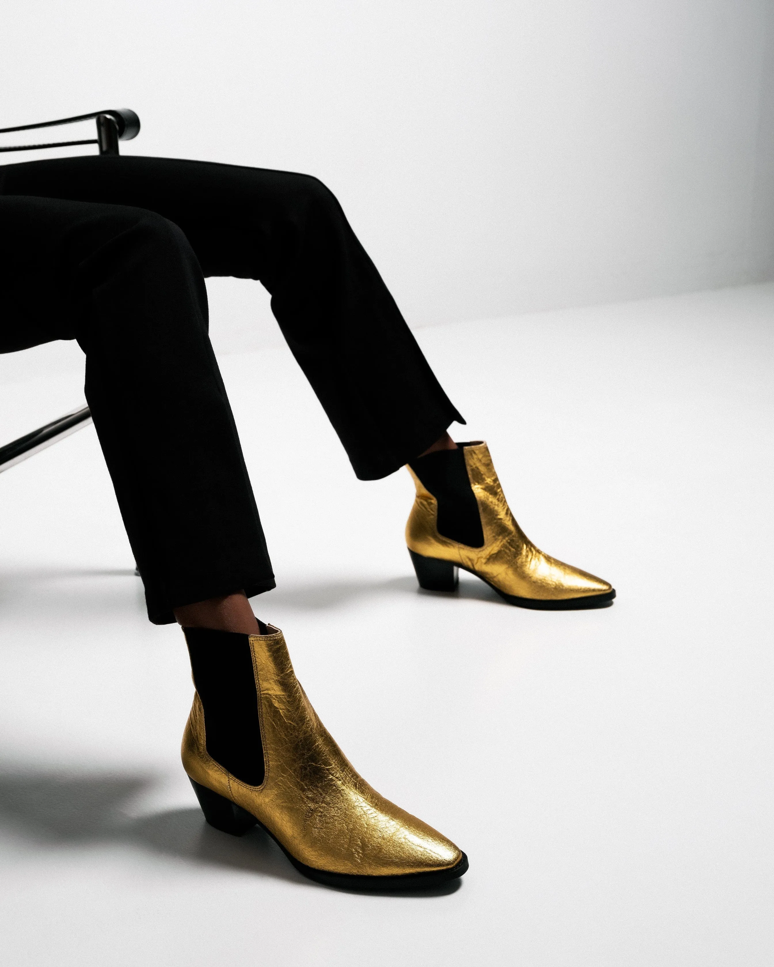 3pm Friday Rocks! Vegan Piñatex Ankle Boots | Metallic Gold