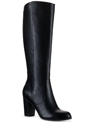 Addyyp  Womens Faux Leather Wide Calf Knee-High Boots