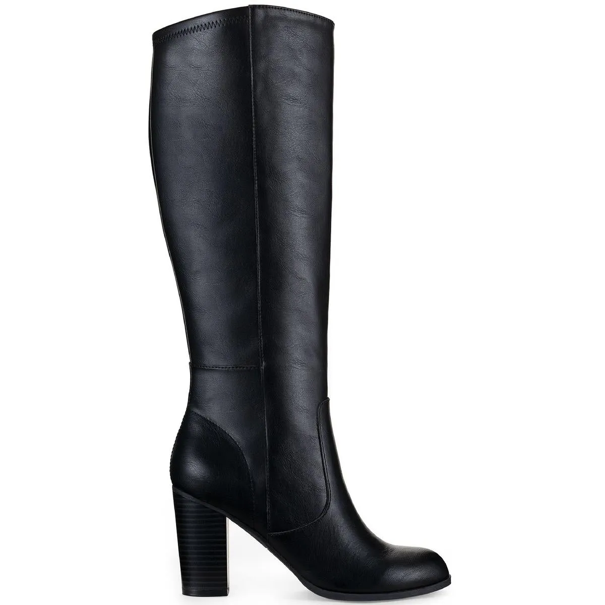 Addyyp  Womens Faux Leather Wide Calf Knee-High Boots