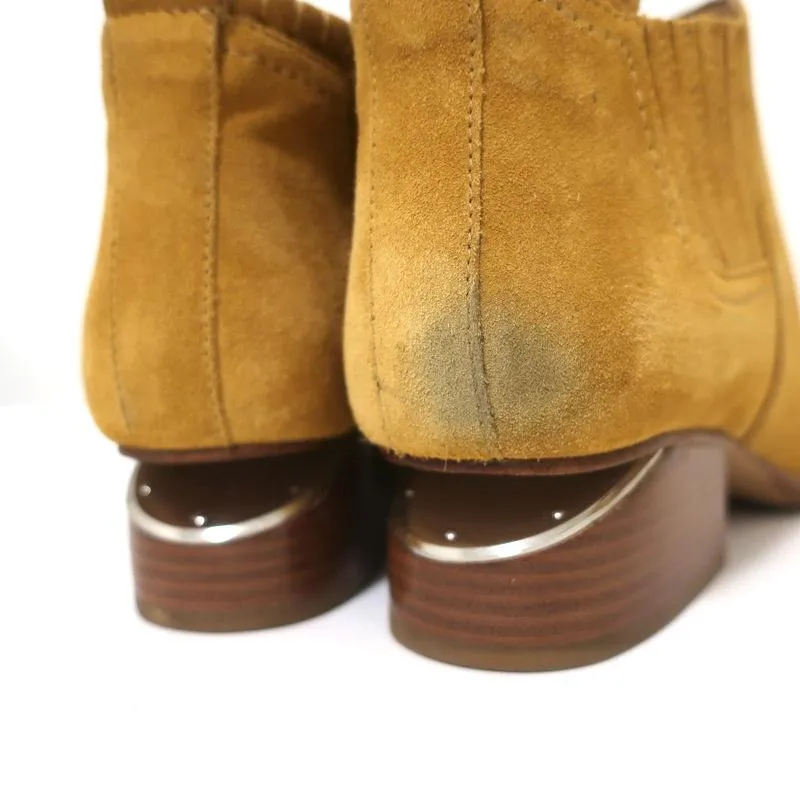 Alexander Wang Kori Ankle Boots Ochre Suede Size 38.5 Cutout-Heel Chelsea Bootie