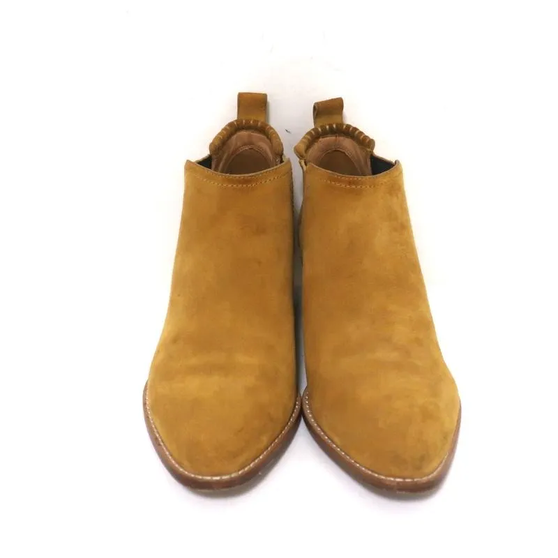 Alexander Wang Kori Ankle Boots Ochre Suede Size 38.5 Cutout-Heel Chelsea Bootie