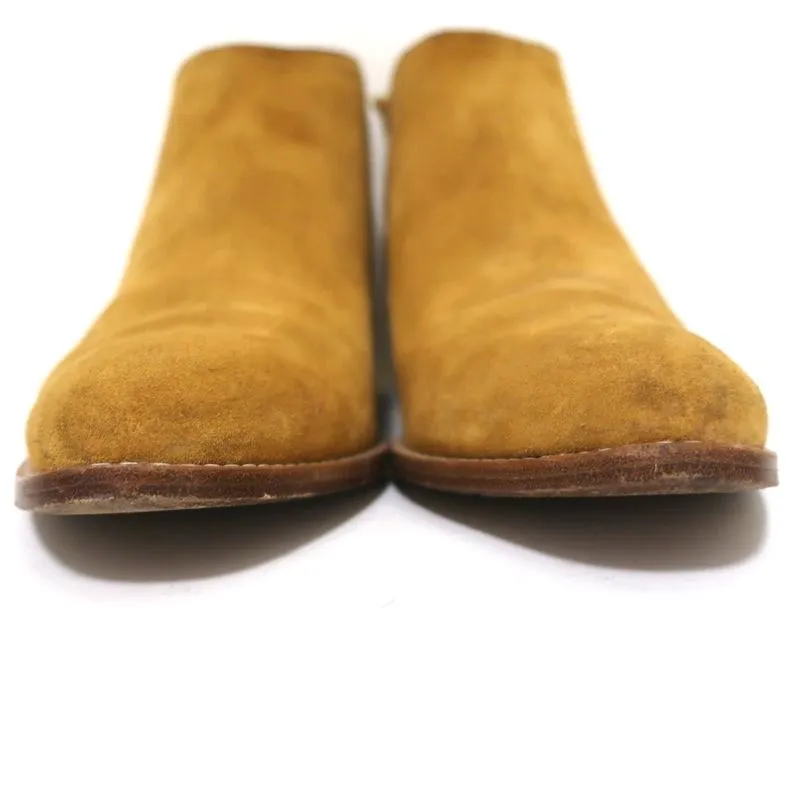 Alexander Wang Kori Ankle Boots Ochre Suede Size 38.5 Cutout-Heel Chelsea Bootie