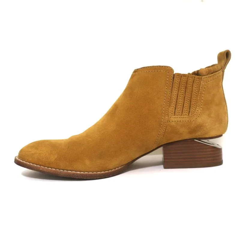 Alexander Wang Kori Ankle Boots Ochre Suede Size 38.5 Cutout-Heel Chelsea Bootie