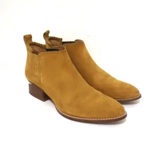 Alexander Wang Kori Ankle Boots Ochre Suede Size 38.5 Cutout-Heel Chelsea Bootie