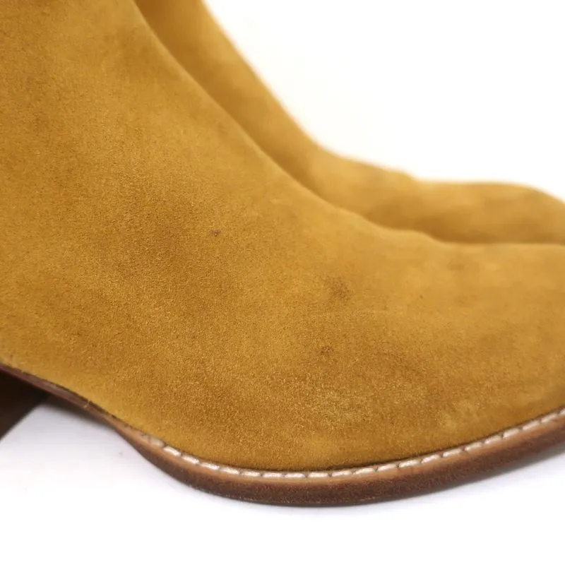 Alexander Wang Kori Ankle Boots Ochre Suede Size 38.5 Cutout-Heel Chelsea Bootie