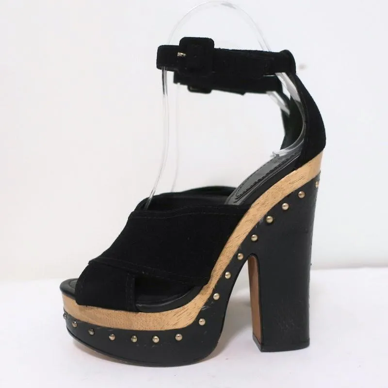 Alexandre Birman Platform Clog Sandals Peggy Black Suede & Snakeskin Size 37