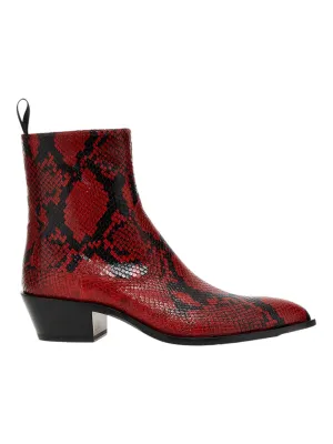 Bally Gaiman 6303991 Men's Ruby Animal Print Leather Boots