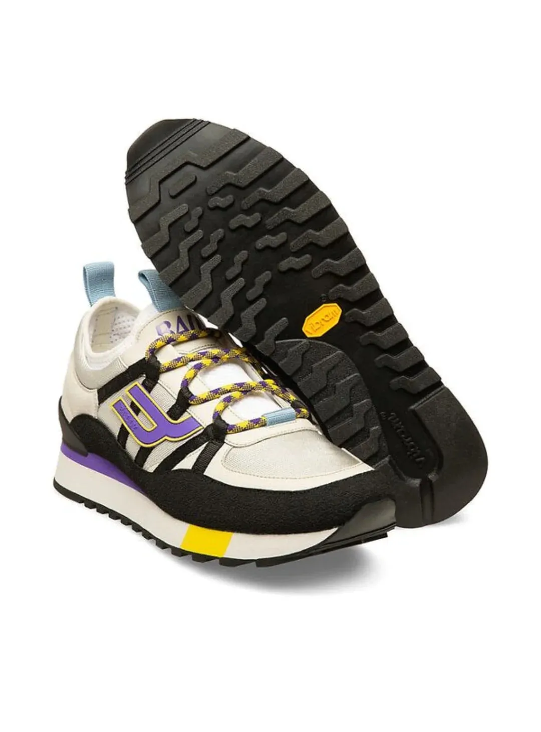 Bally Glick 6239599 Men's Black and Dust White Synthetic Sneakers