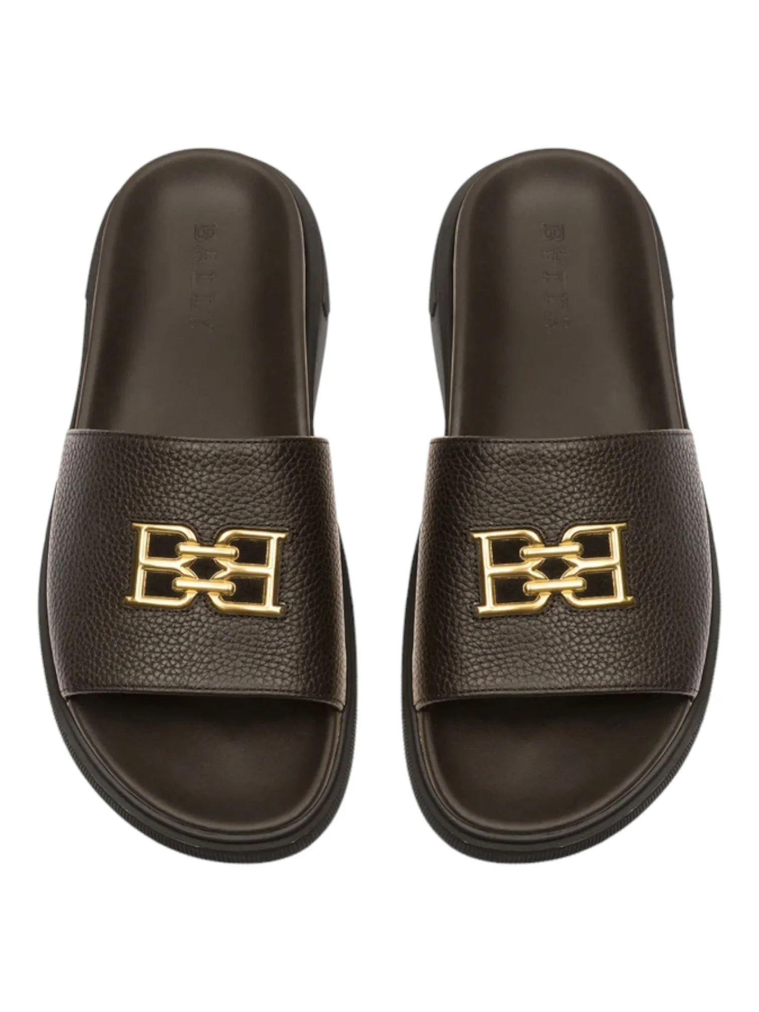 Bally Jaxons 6300152 Men's Black Bovine Grained Leather Sandals