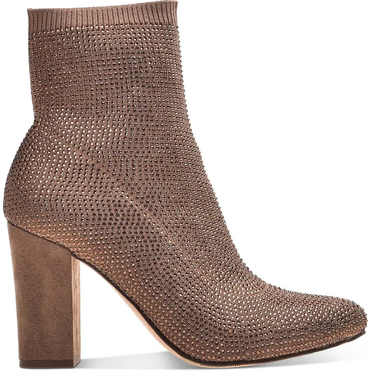 Baybe Womens Rhinestone Block Heel Ankle Boots