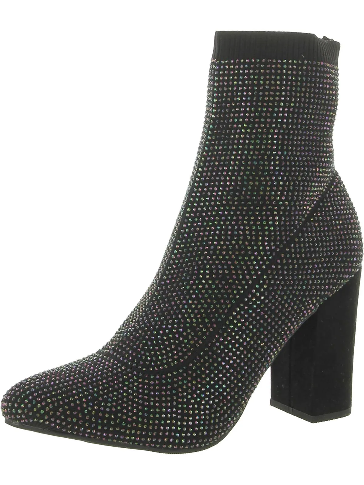 Baybe Womens Rhinestone Block Heel Ankle Boots