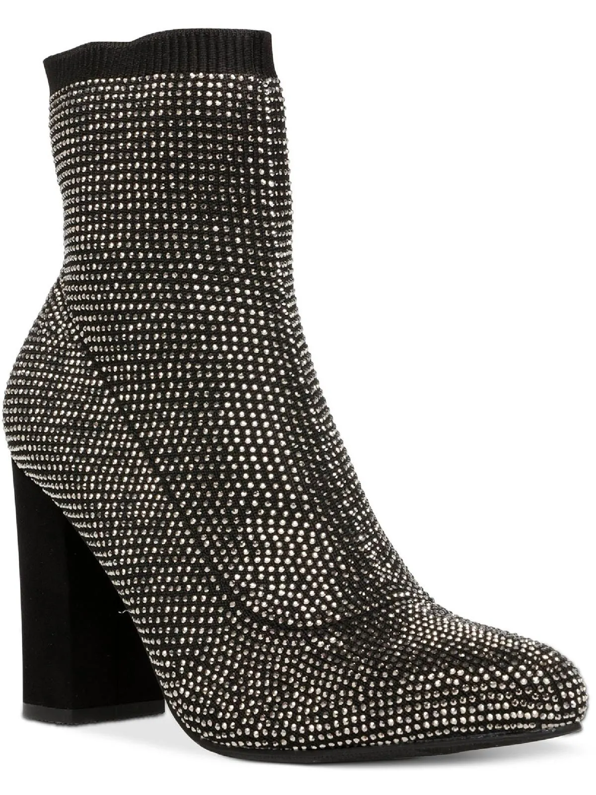 Baybe Womens Rhinestone Block Heel Ankle Boots
