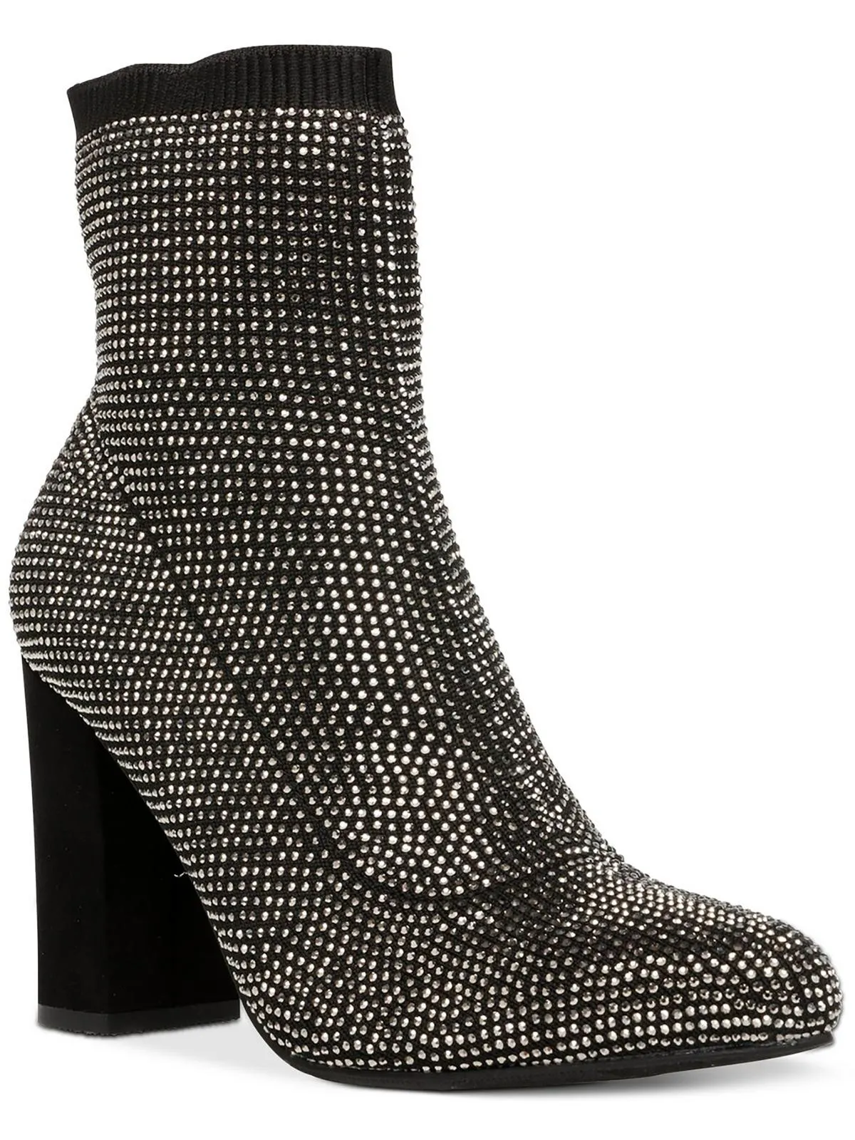 Baybe Womens Rhinestone Block Heel Ankle Boots
