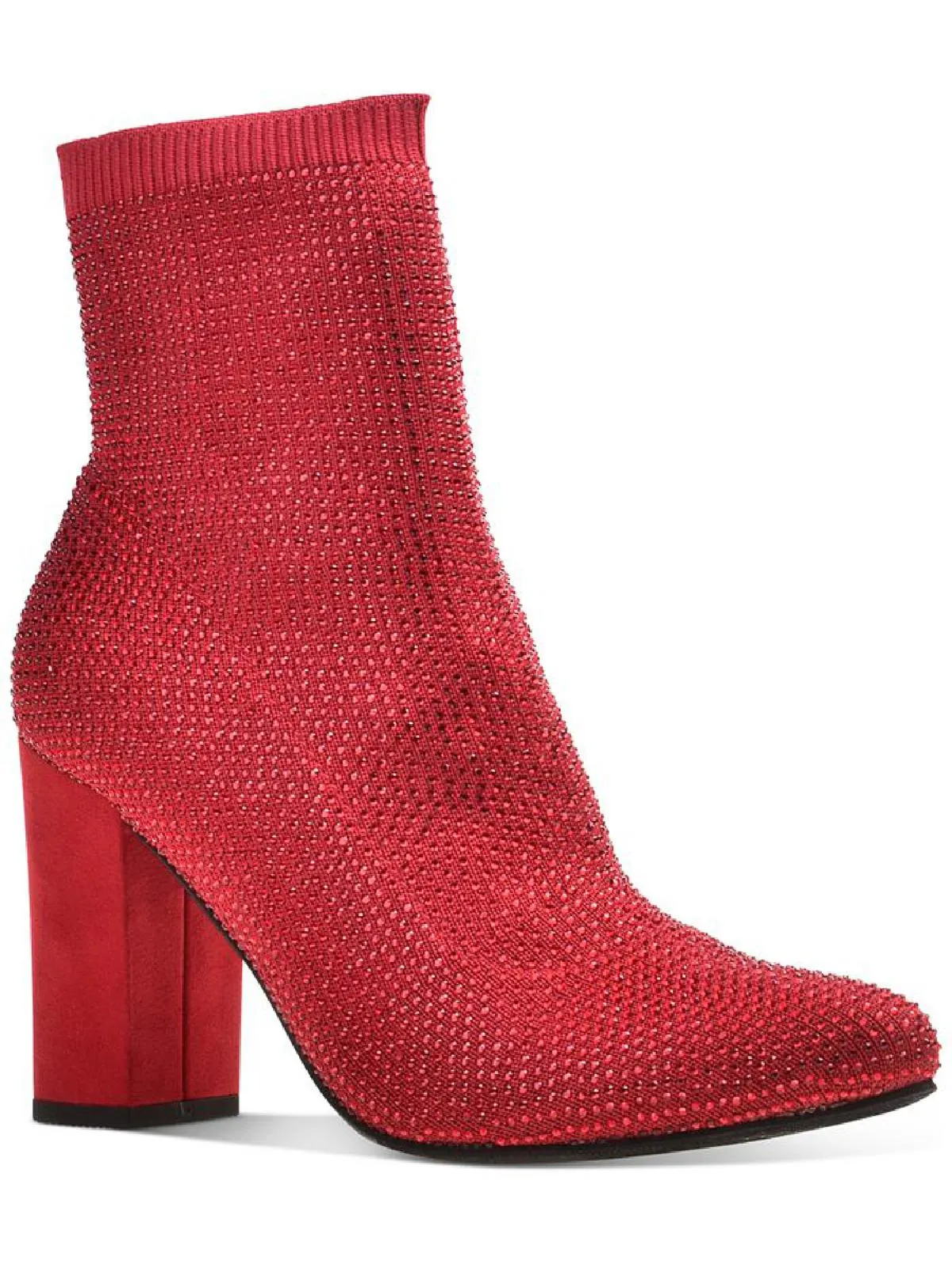 Baybe Womens Rhinestone Block Heel Ankle Boots