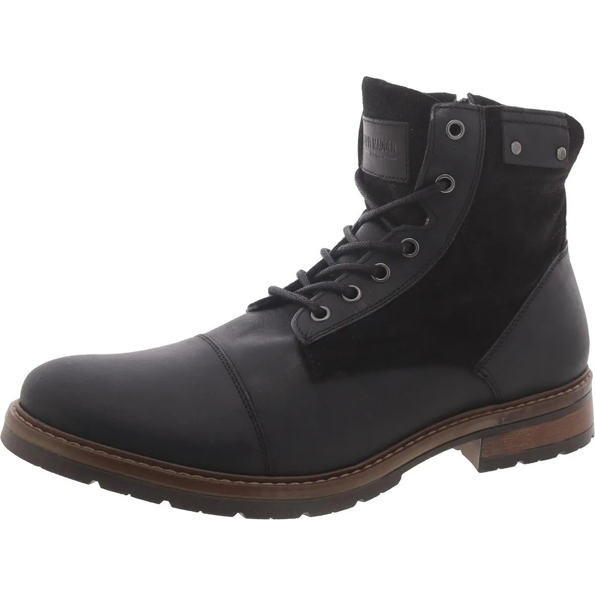 Beltre Mens Leather Suede Trim Combat & Lace-Up Boots