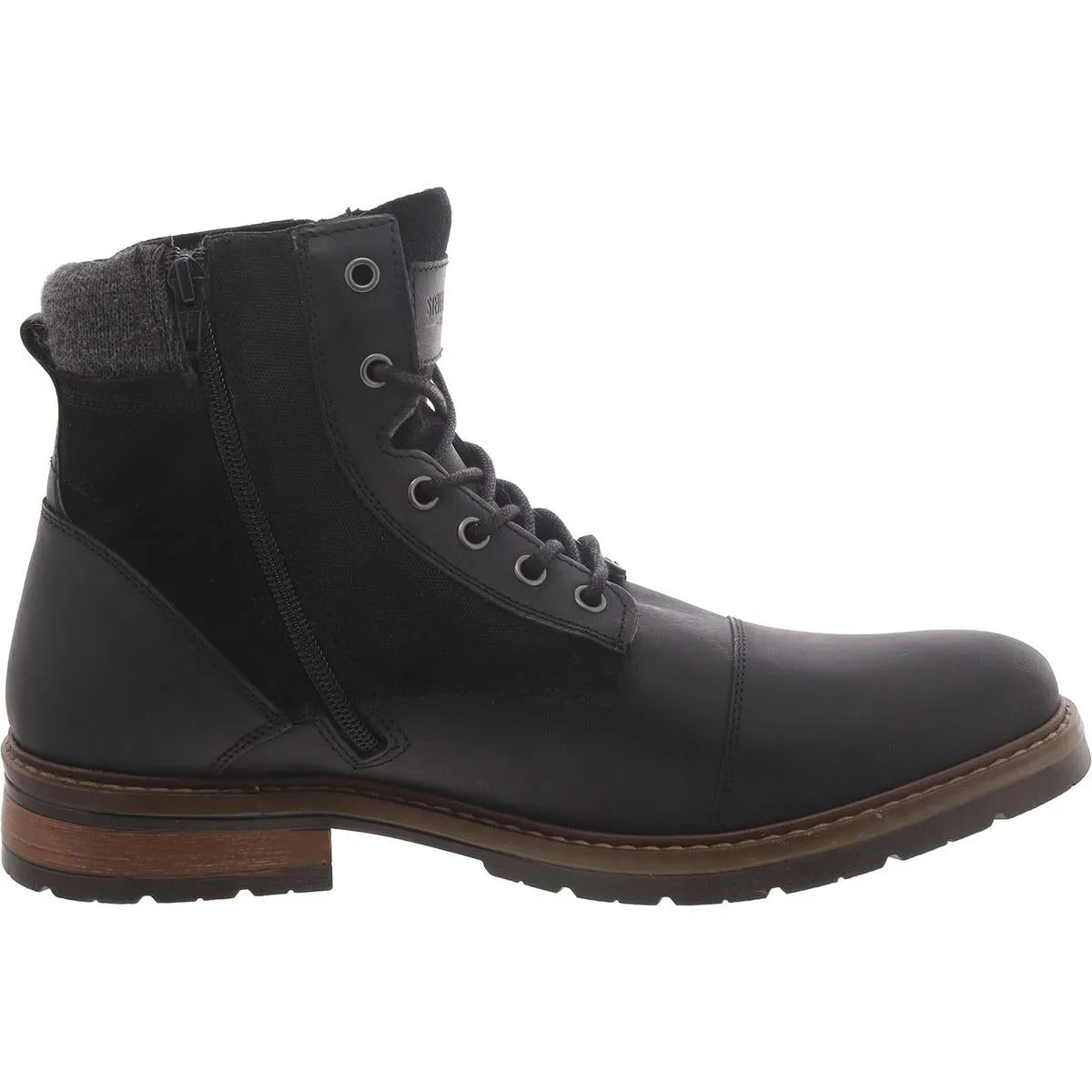 Beltre Mens Leather Suede Trim Combat & Lace-Up Boots