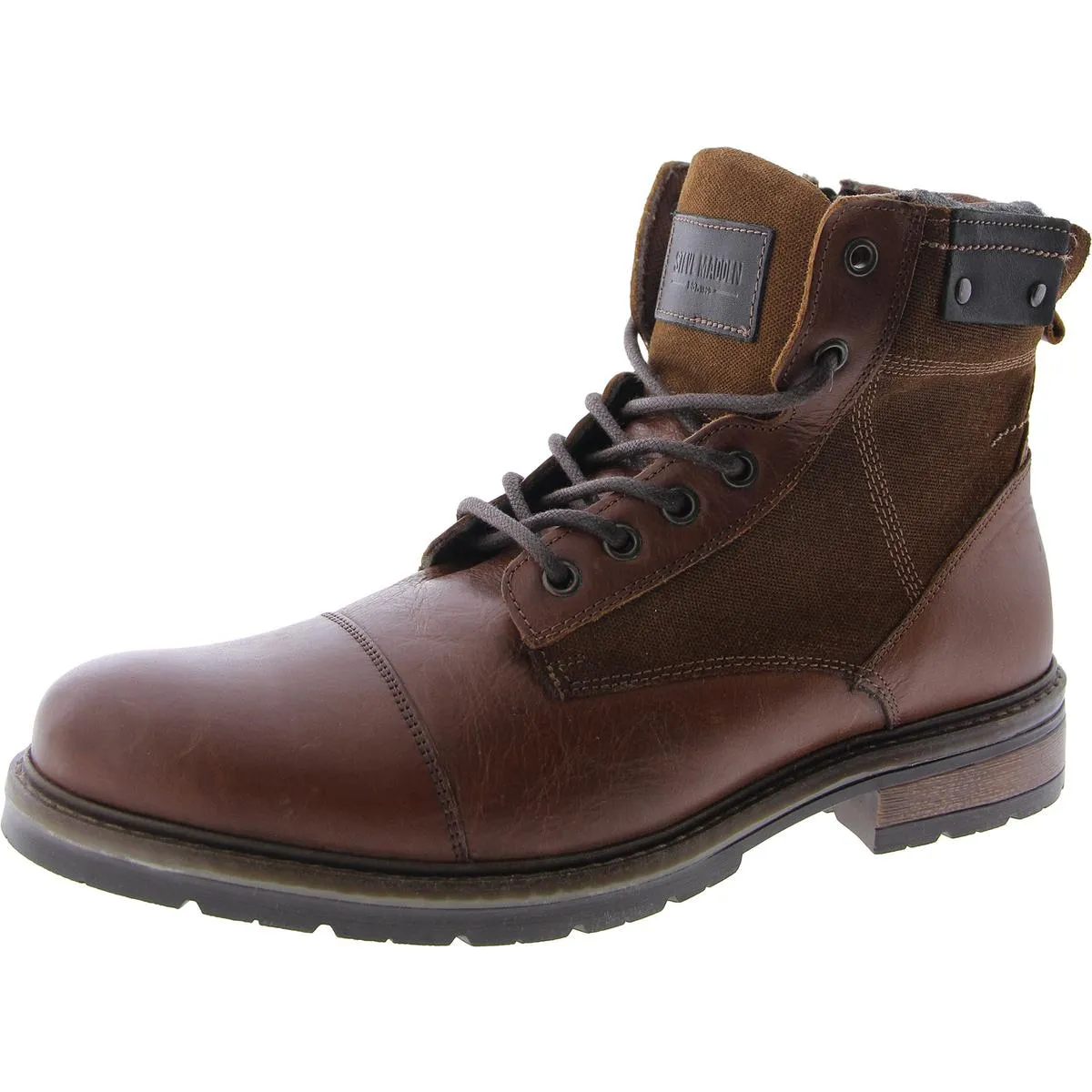 Beltre Mens Leather Suede Trim Combat & Lace-Up Boots