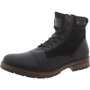 Beltre Mens Leather Suede Trim Combat & Lace-Up Boots