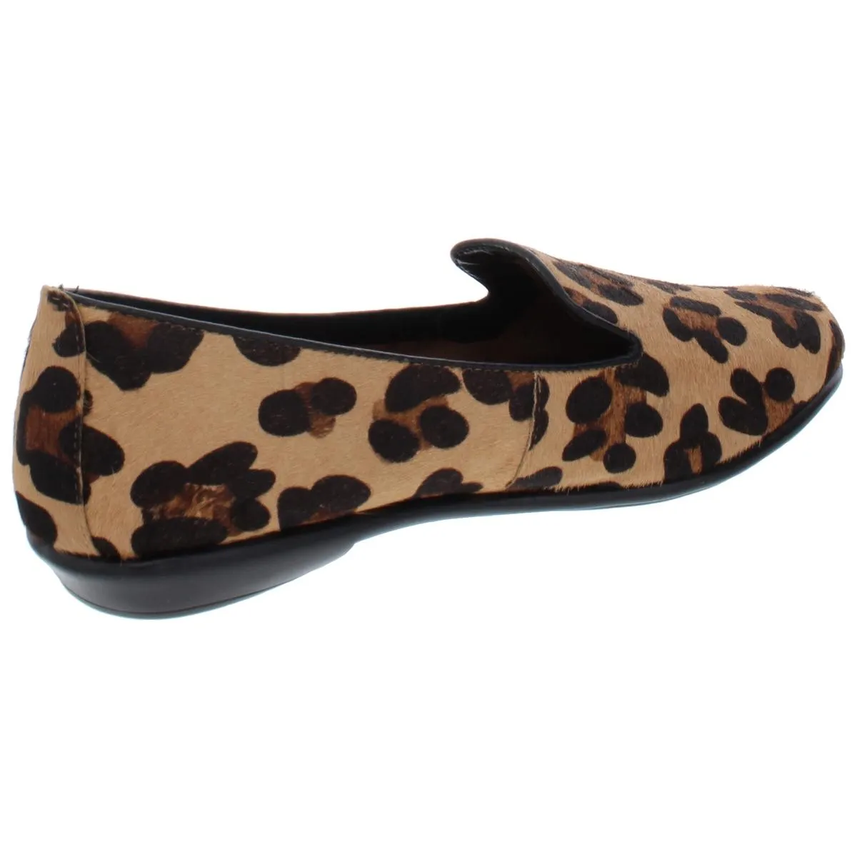 Betunia Womens Leather Calf Hair Smoking Loafers