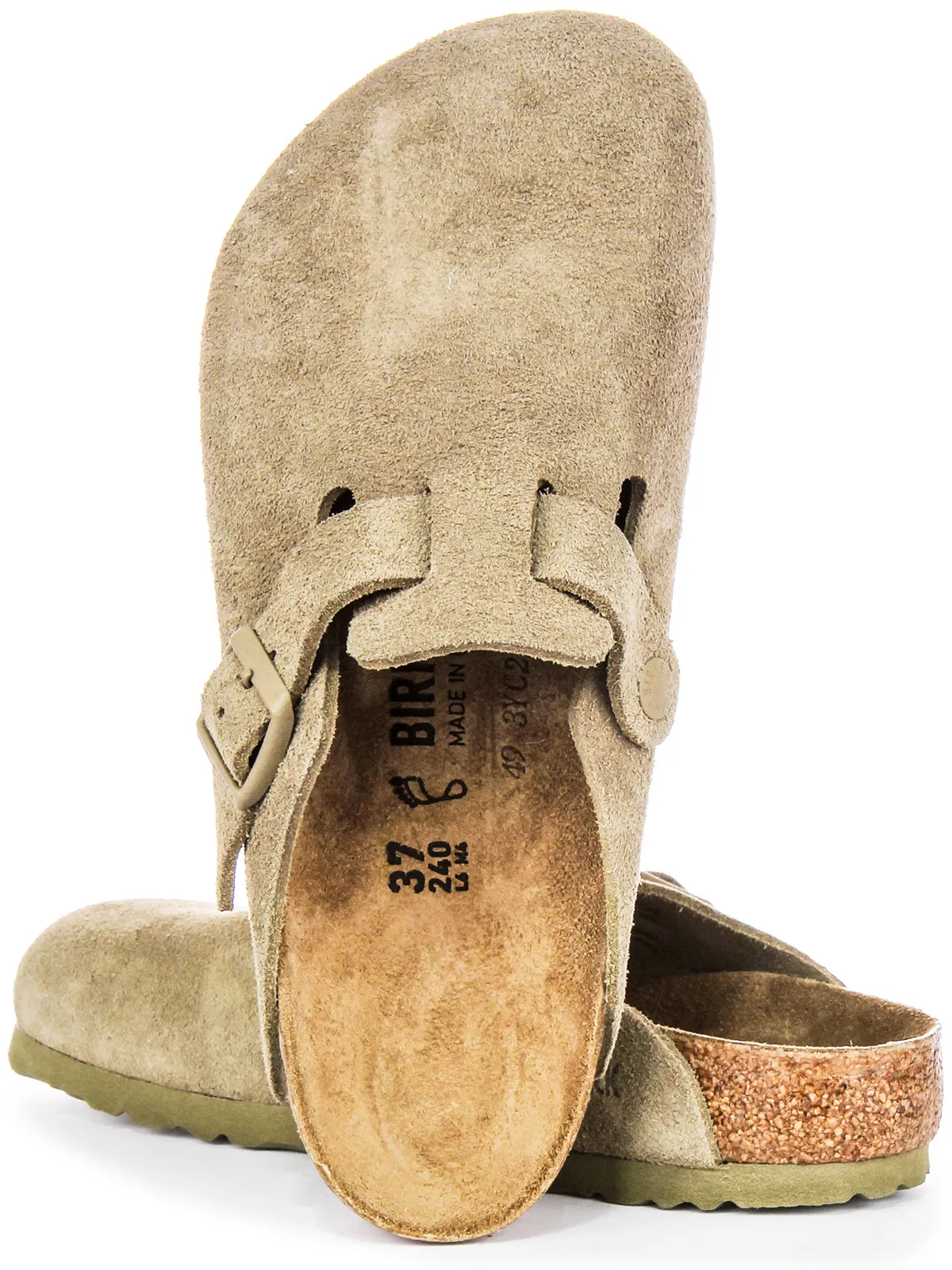 Birkenstock Boston Bs In Khaki | Regular Fit Shoes Birkenstock