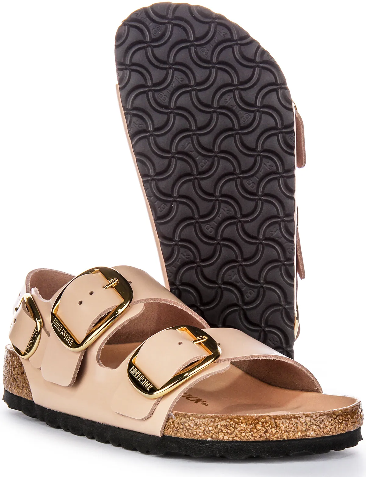 Birkenstock Milano Big Buckle In Nude Leather | Regular Fit Shoes Birkenstock