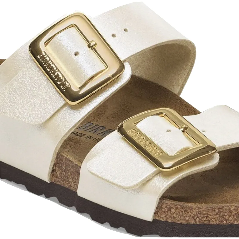 Birkenstock Women's Sydney Luxe Buckle Birko-Flor Sandal in Graceful Pearl White
