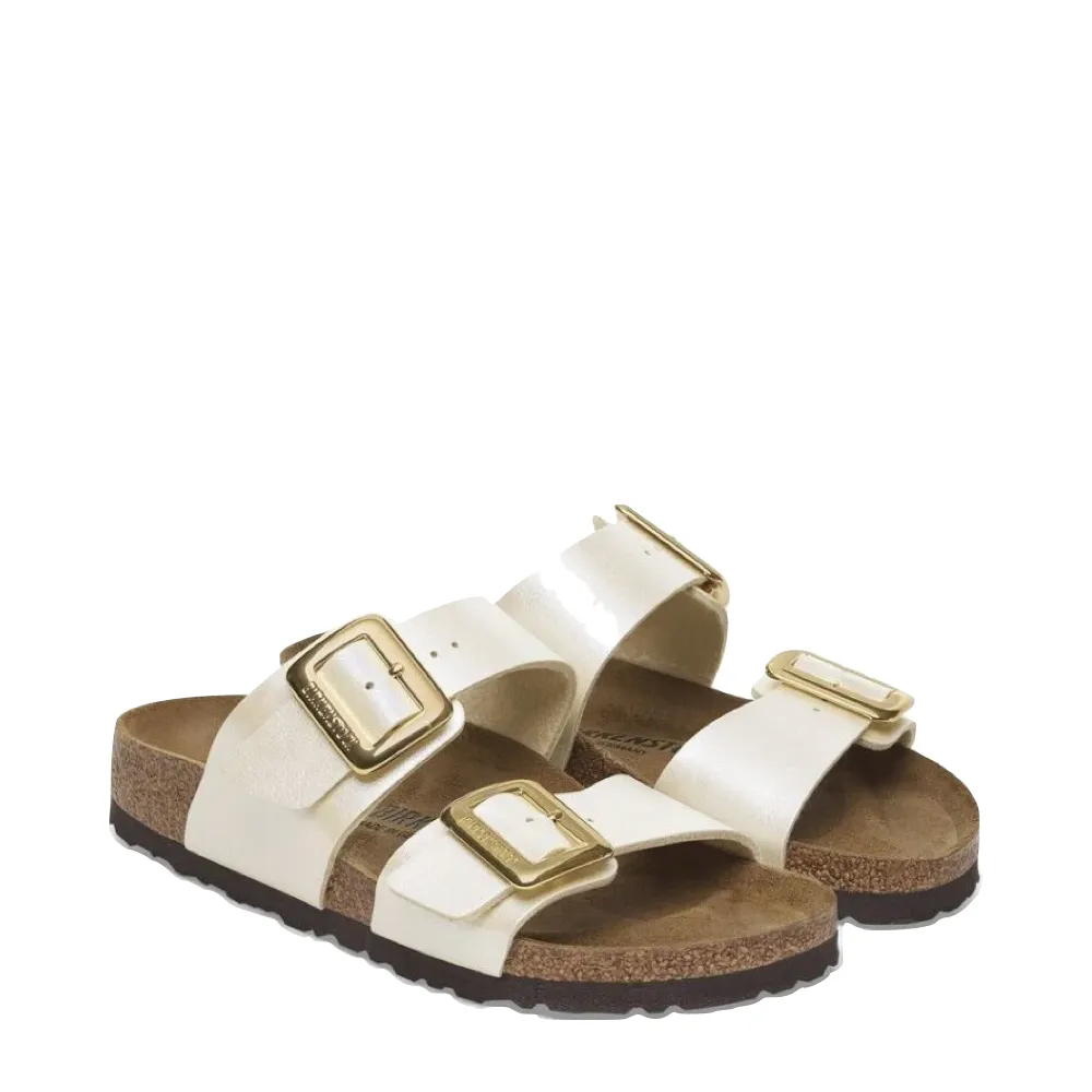 Birkenstock Women's Sydney Luxe Buckle Birko-Flor Sandal in Graceful Pearl White