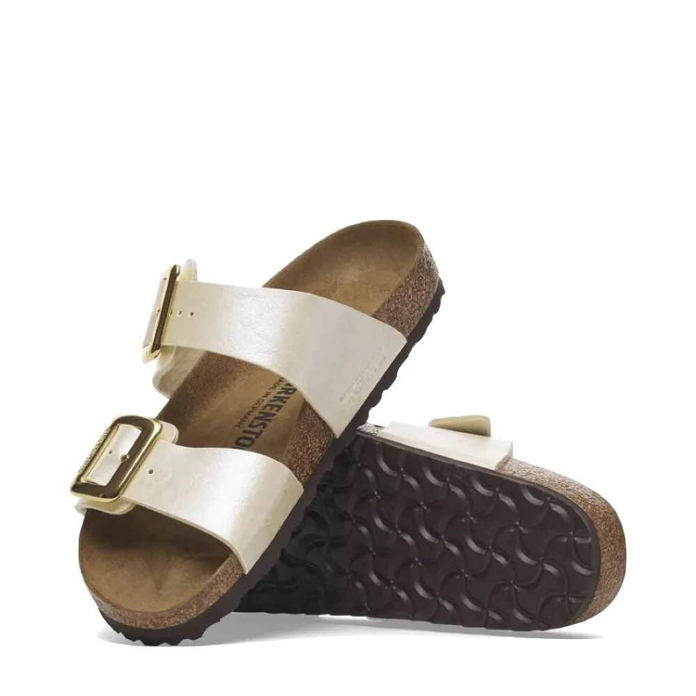 Birkenstock Women's Sydney Luxe Buckle Birko-Flor Sandal in Graceful Pearl White
