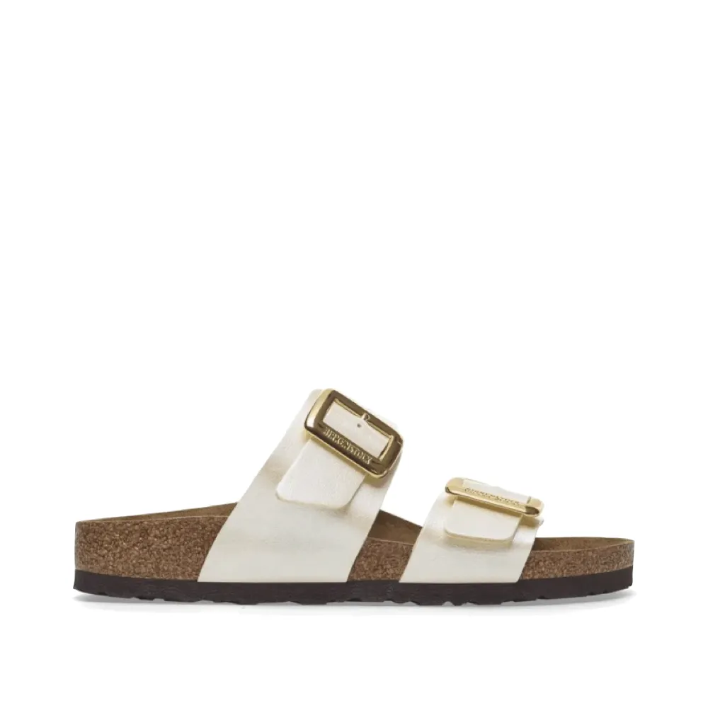 Birkenstock Women's Sydney Luxe Buckle Birko-Flor Sandal in Graceful Pearl White