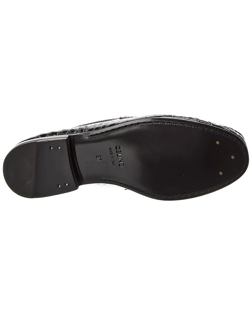 CELINE Luco Triomphe Croc-Embossed Leather Loafer