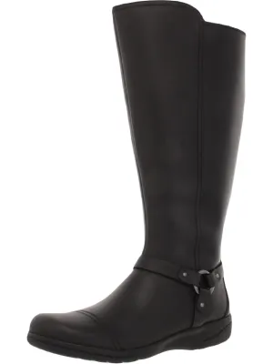 Cheyn Lindie Womens Wide Shaft Leather Knee-High Boots