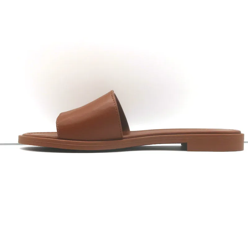 Chloe Marcie Buckled Slide Sandals Brown Leather Size 38 NEW