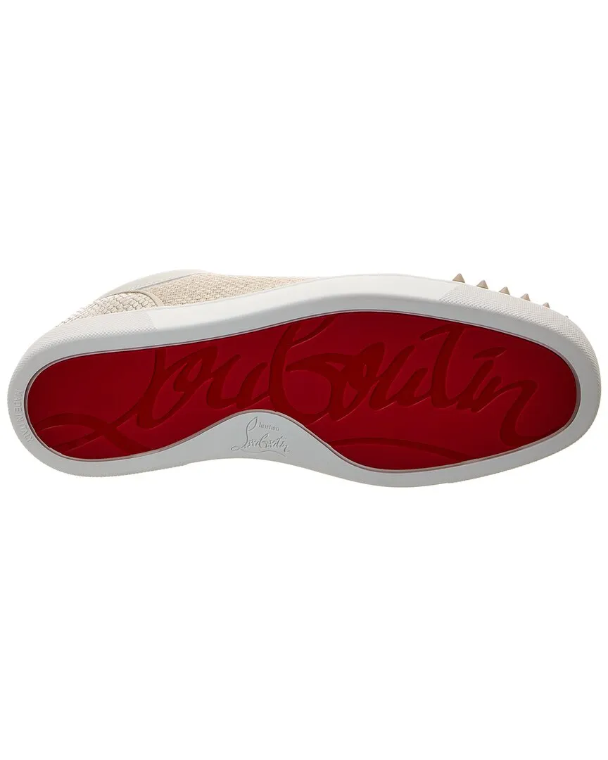 Christian Louboutin Louis Junior Spikes Orlato Linen & Suede Sneaker