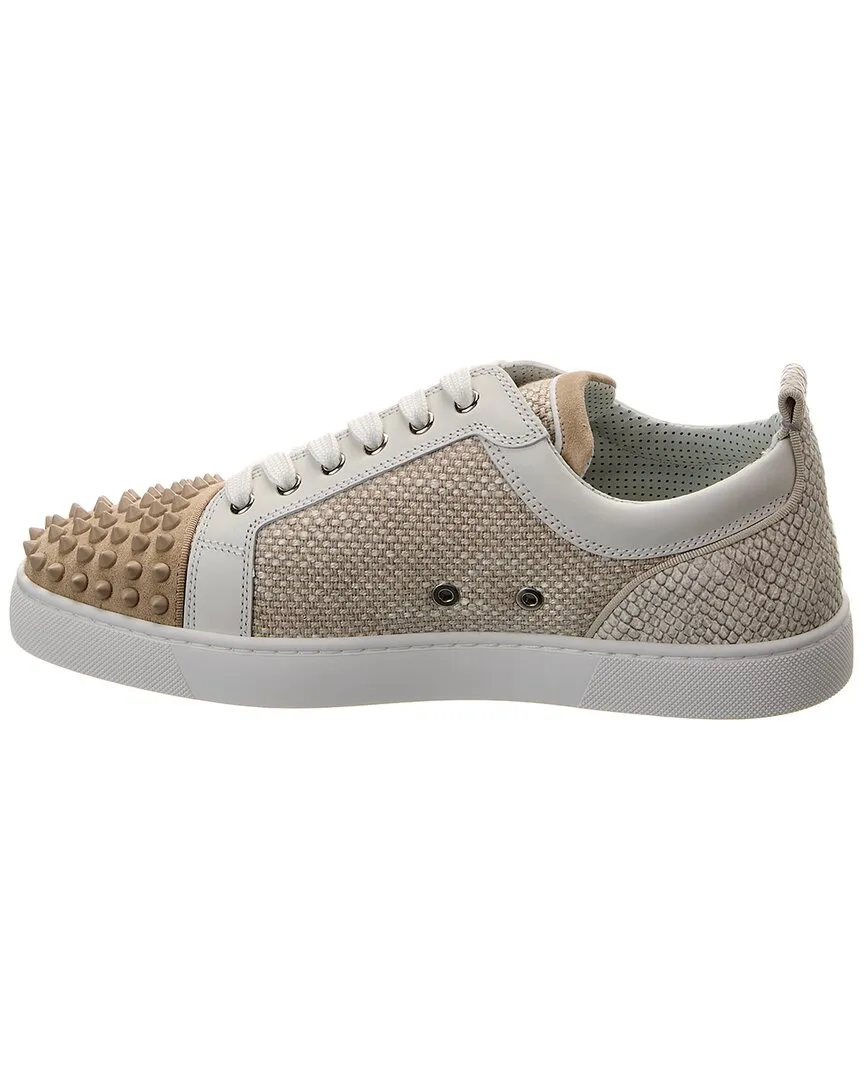 Christian Louboutin Louis Junior Spikes Orlato Linen & Suede Sneaker