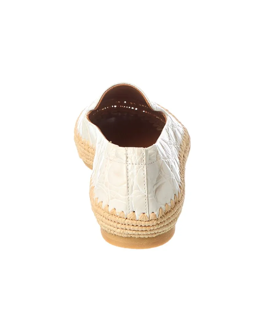 Clergerie Irmis Embossed Leather & Raffia Loafer