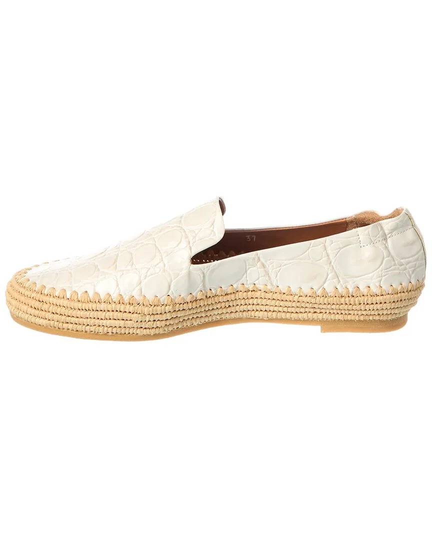 Clergerie Irmis Embossed Leather & Raffia Loafer