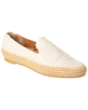 Clergerie Irmis Embossed Leather & Raffia Loafer