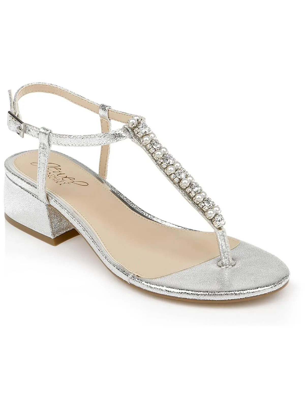 Dasha Womens Metallic Jeweled Thong Sandals