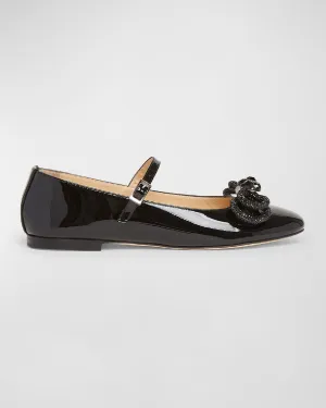 Double Bow Patent Mary Jane Flats