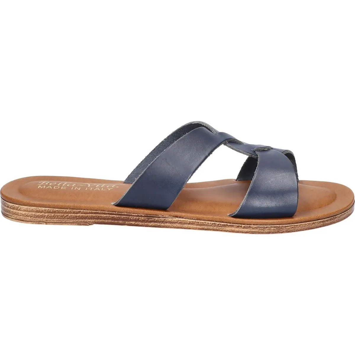 Dov-Italy Womens Leather Slip On Slide Sandals