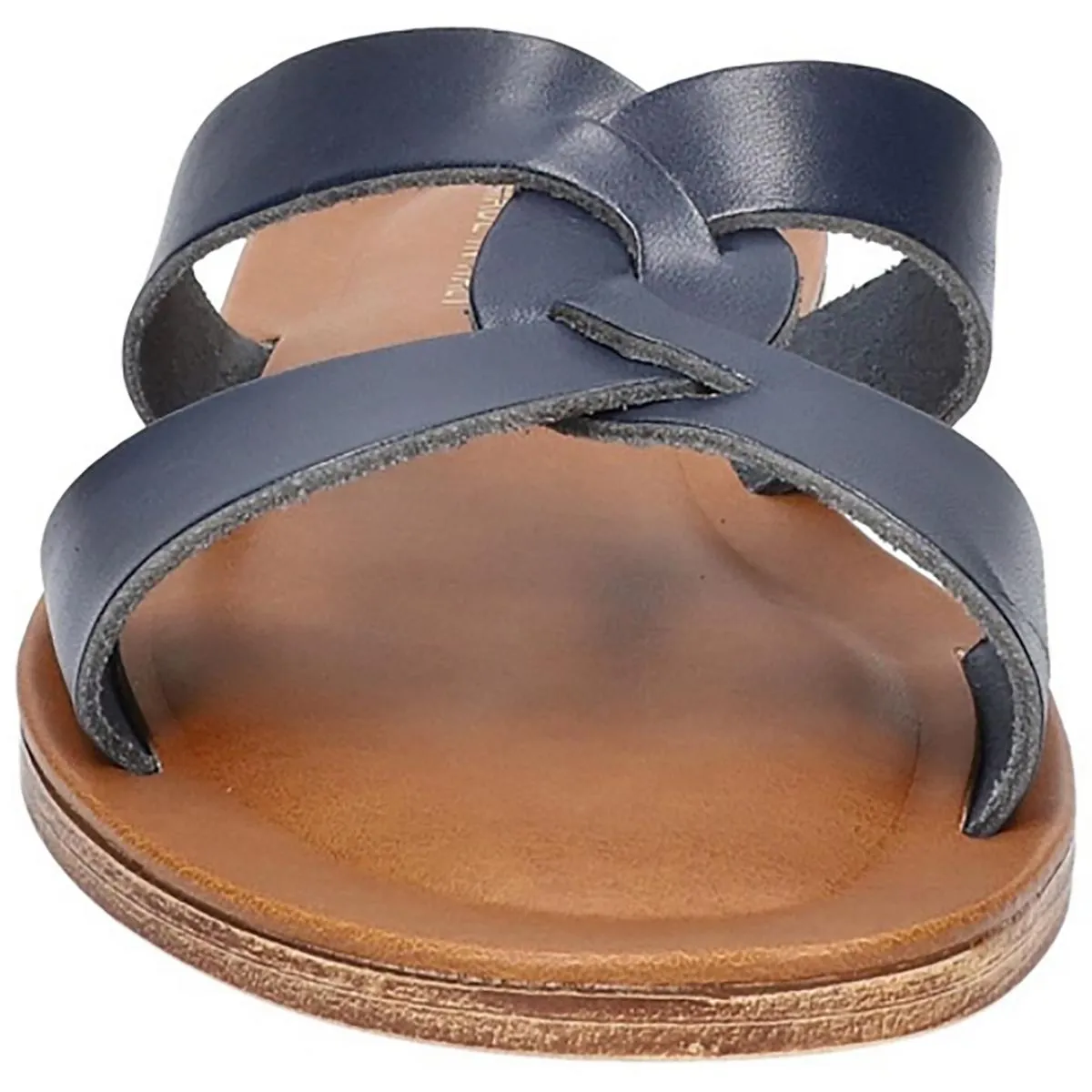 Dov-Italy Womens Leather Slip On Slide Sandals