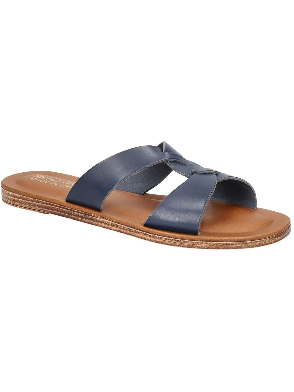 Dov-Italy Womens Leather Slip On Slide Sandals