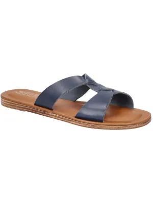 Dov-Italy Womens Leather Slip On Slide Sandals