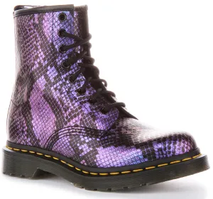 Dr Martens 1460 Snake In Black Purple For Women Shoes Dr Martens