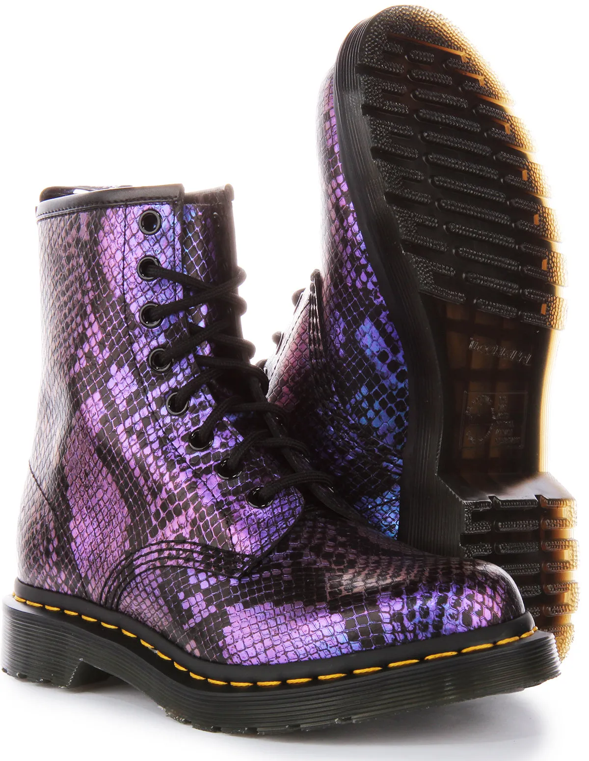 Dr Martens 1460 Snake In Black Purple For Women Shoes Dr Martens