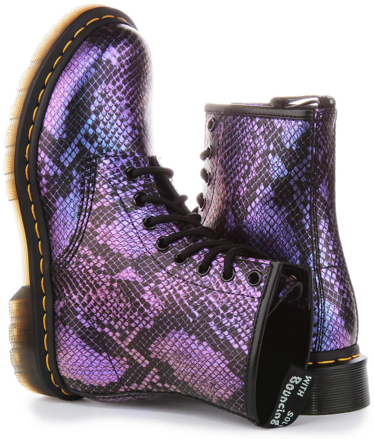 Dr Martens 1460 Snake In Black Purple For Women Shoes Dr Martens