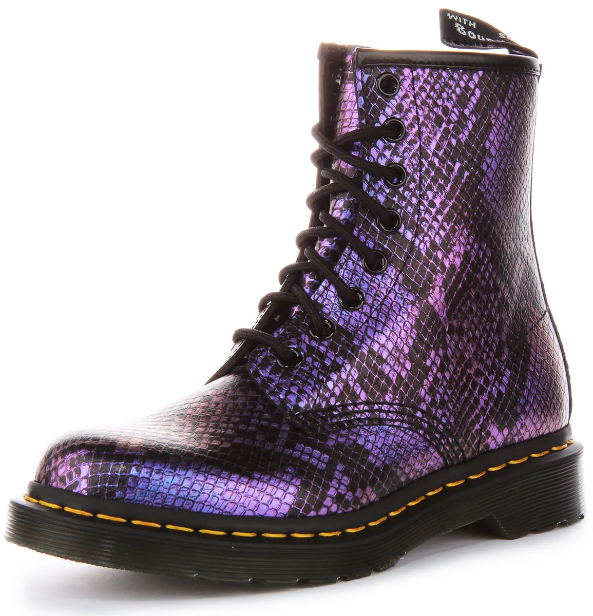 Dr Martens 1460 Snake In Black Purple For Women Shoes Dr Martens