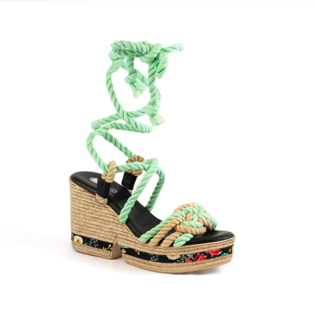 Eva Vegan Cotton Cord Wedge Sandals | Multi